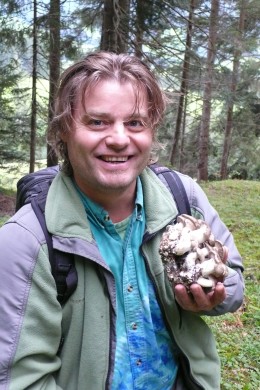 Daniel with a cluster of Lyophyllum decastes