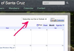 Button to subscribe to calendar via iCal or Outlook