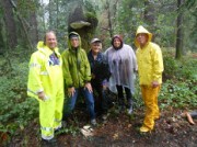 Soggy participants in raingear