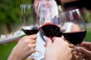 Wine glasses toasting