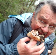 Phil samples a mushroom